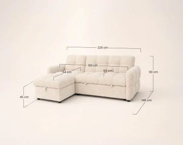 Canapé OCTAVE d'angle réversible 4 places convertible avec coffre en velours texturé | Best Mobilier
