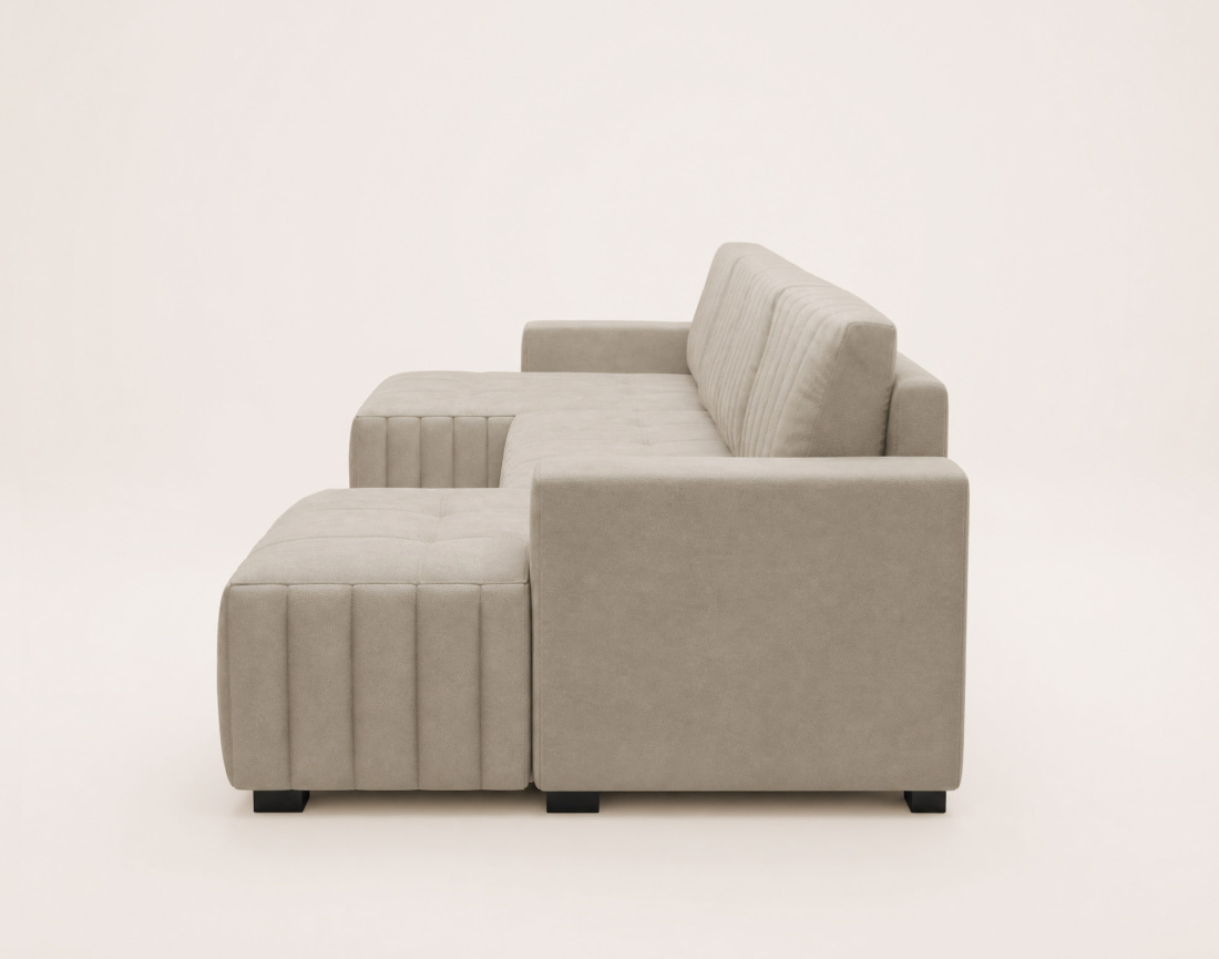 Canapé LAZARE panoramique en U 7 places convertible coffre velours | Best Mobilier