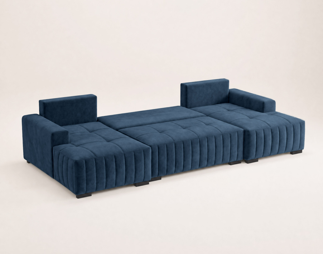Canapé LAZARE panoramique en U 7 places convertible coffre velours | Best Mobilier