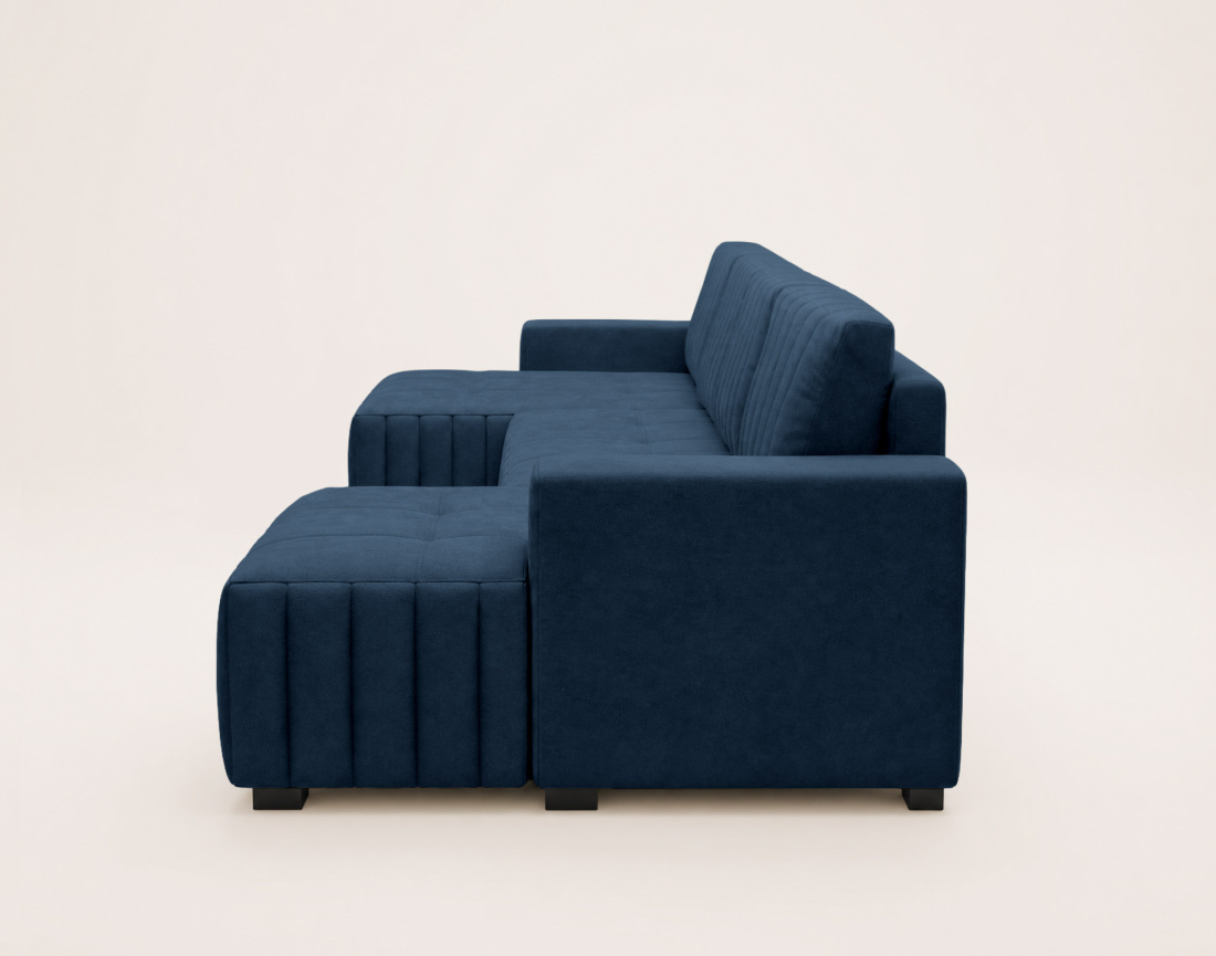 Canapé LAZARE panoramique en U 7 places convertible coffre velours | Best Mobilier