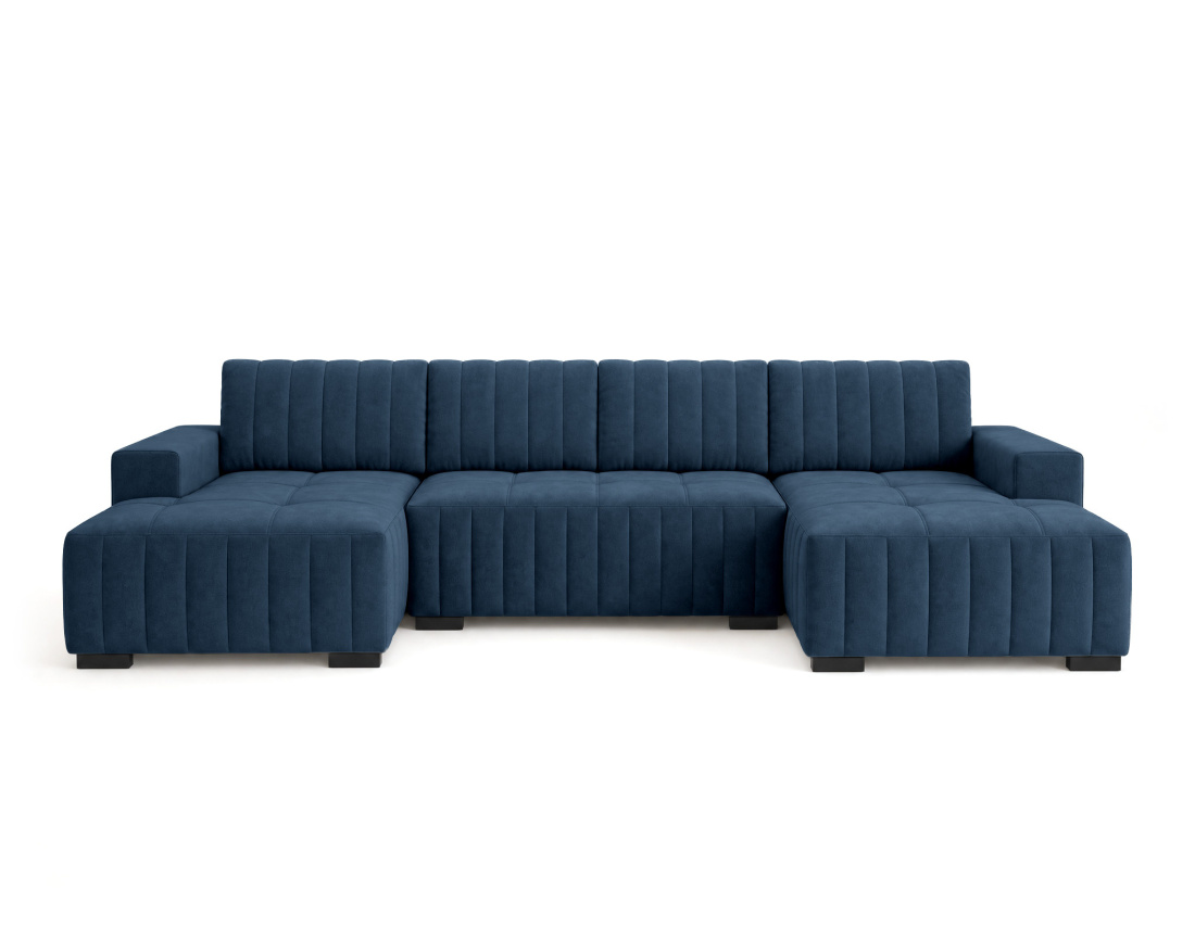 Canapé LAZARE panoramique en U 7 places convertible coffre velours | Best Mobilier