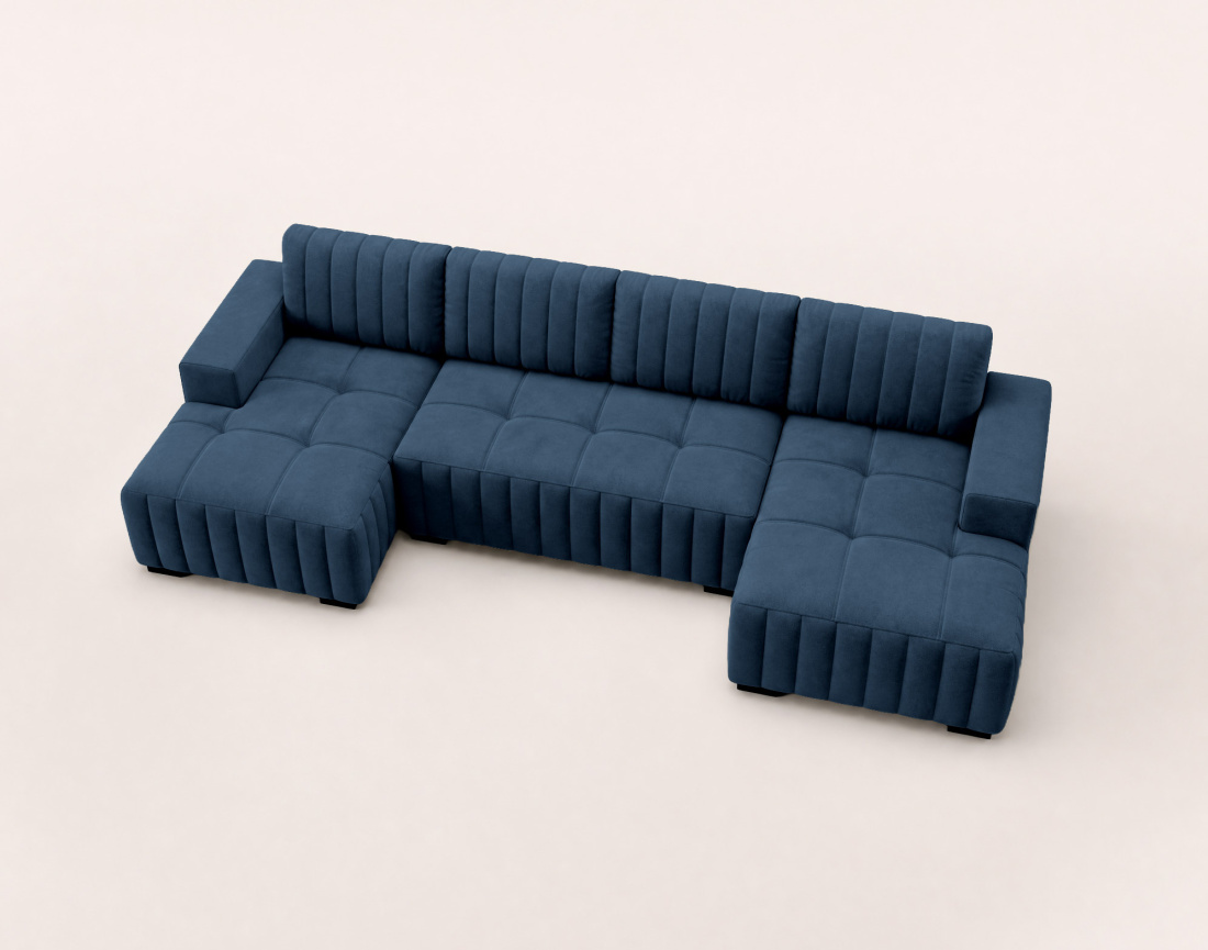 Canapé LAZARE panoramique en U 7 places convertible coffre velours | Best Mobilier
