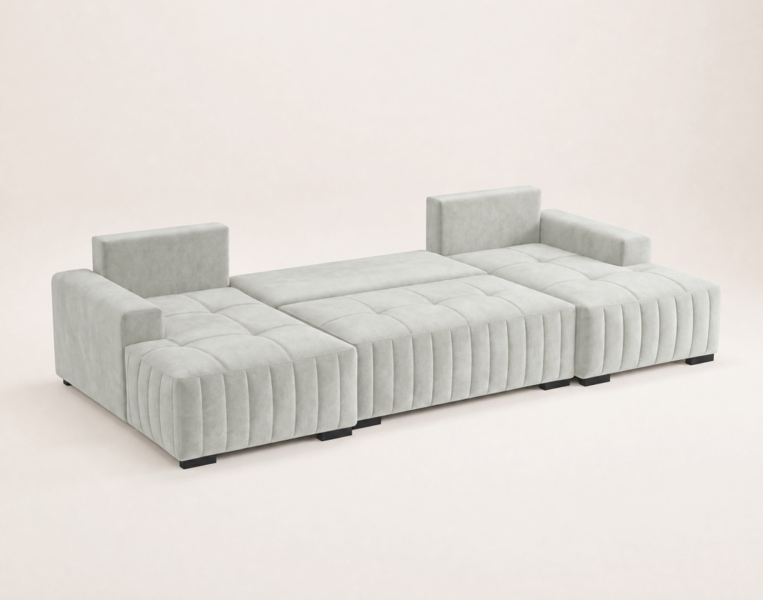 Canapé LAZARE panoramique en U 7 places convertible coffre velours | Best Mobilier