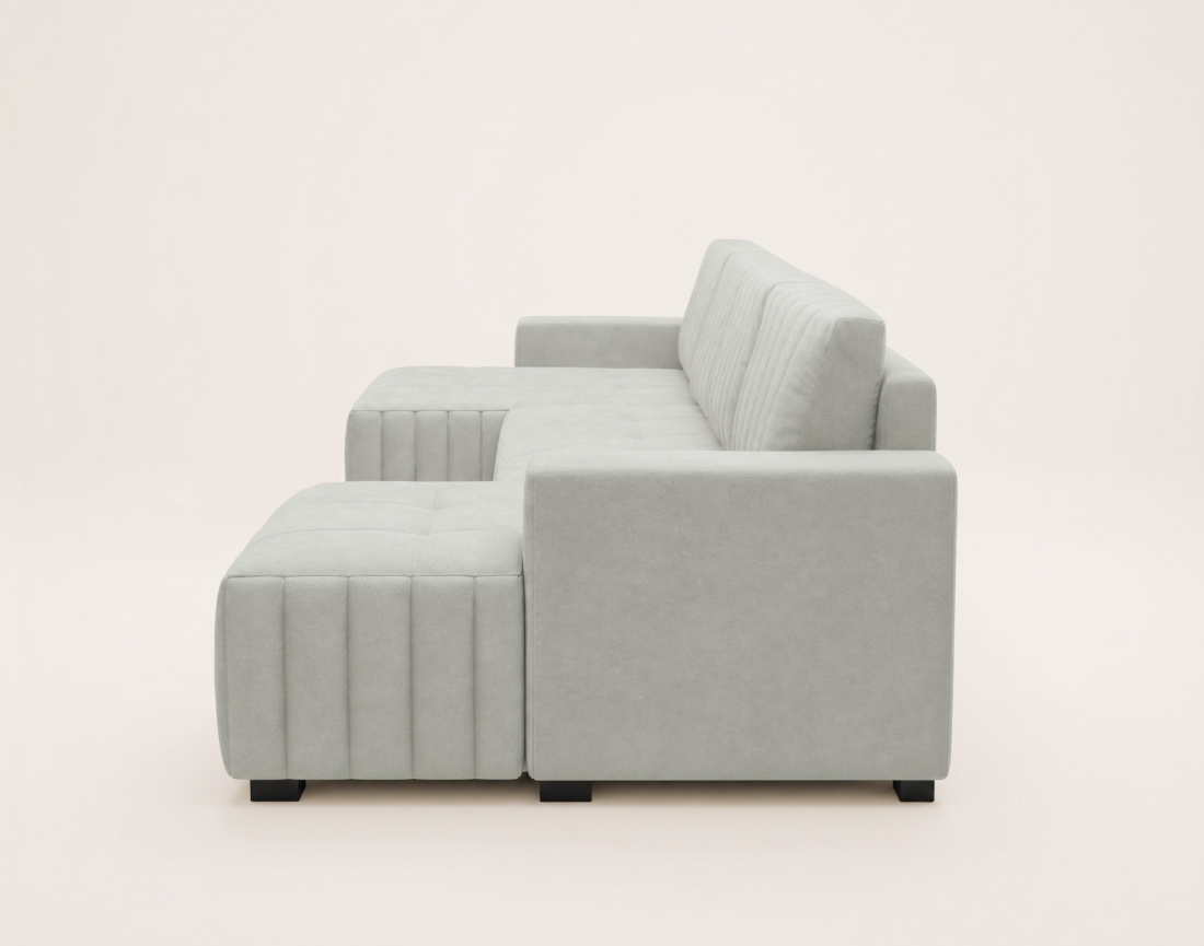 Canapé LAZARE panoramique en U 7 places convertible coffre velours | Best Mobilier