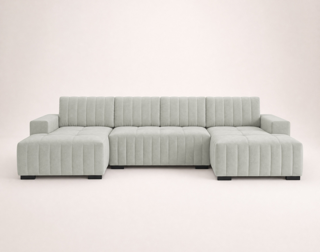 Canapé LAZARE panoramique en U 7 places convertible coffre velours | Best Mobilier