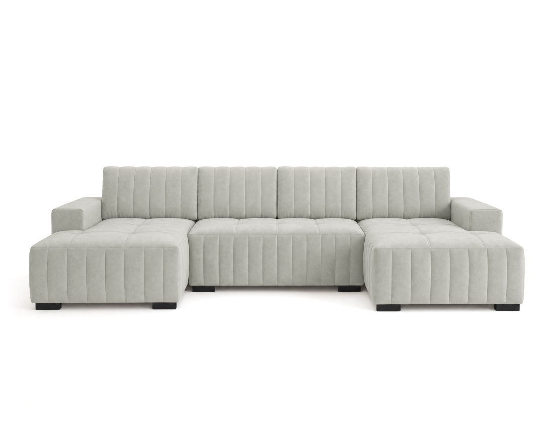 Canapé LAZARE panoramique en U 7 places convertible coffre velours | Best Mobilier