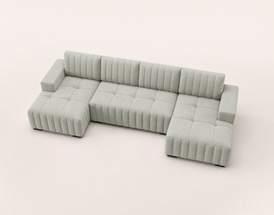 Canapé LAZARE panoramique en U 7 places convertible coffre velours | Best Mobilier
