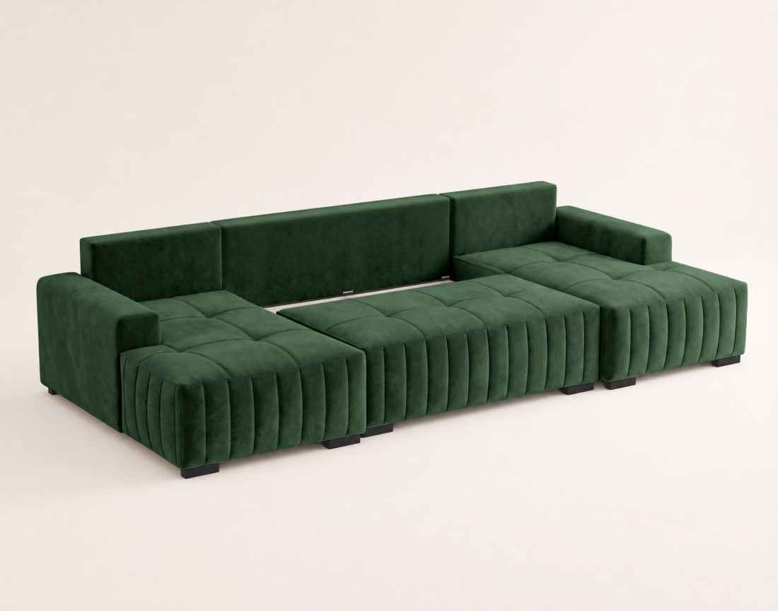 Canapé LAZARE panoramique en U 7 places convertible coffre velours | Best Mobilier