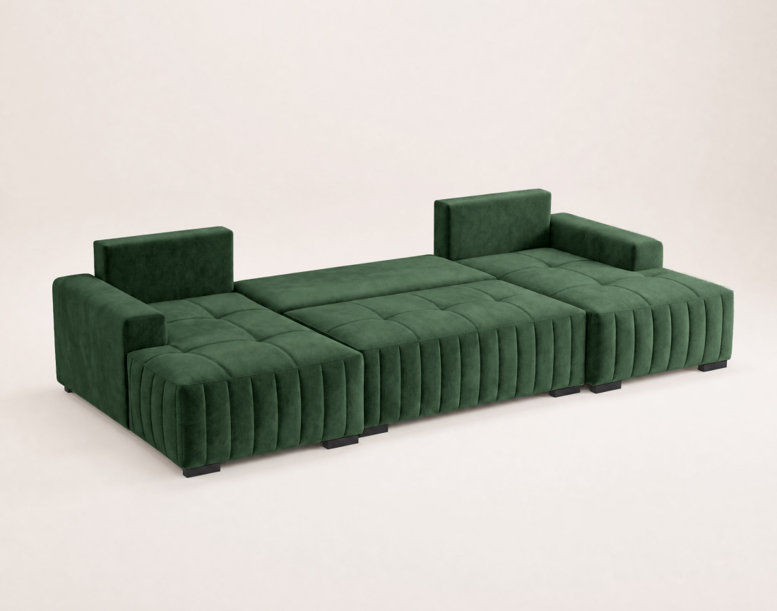 Canapé LAZARE panoramique en U 7 places convertible coffre velours | Best Mobilier