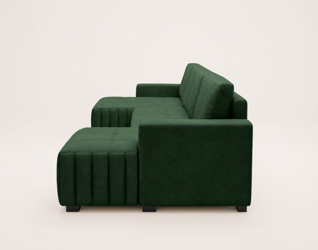 Canapé LAZARE panoramique en U 7 places convertible coffre velours | Best Mobilier