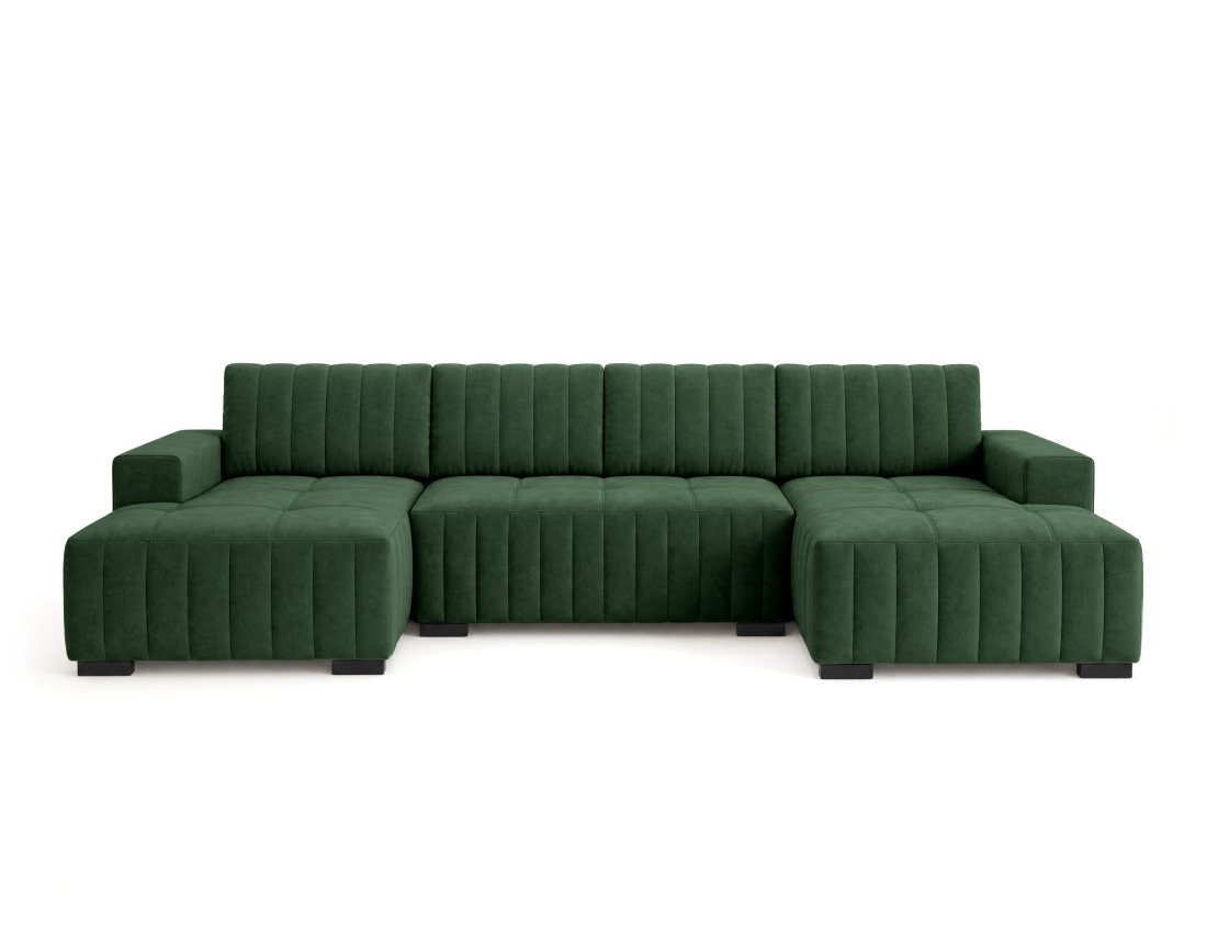 Canapé LAZARE panoramique en U 7 places convertible coffre velours | Best Mobilier