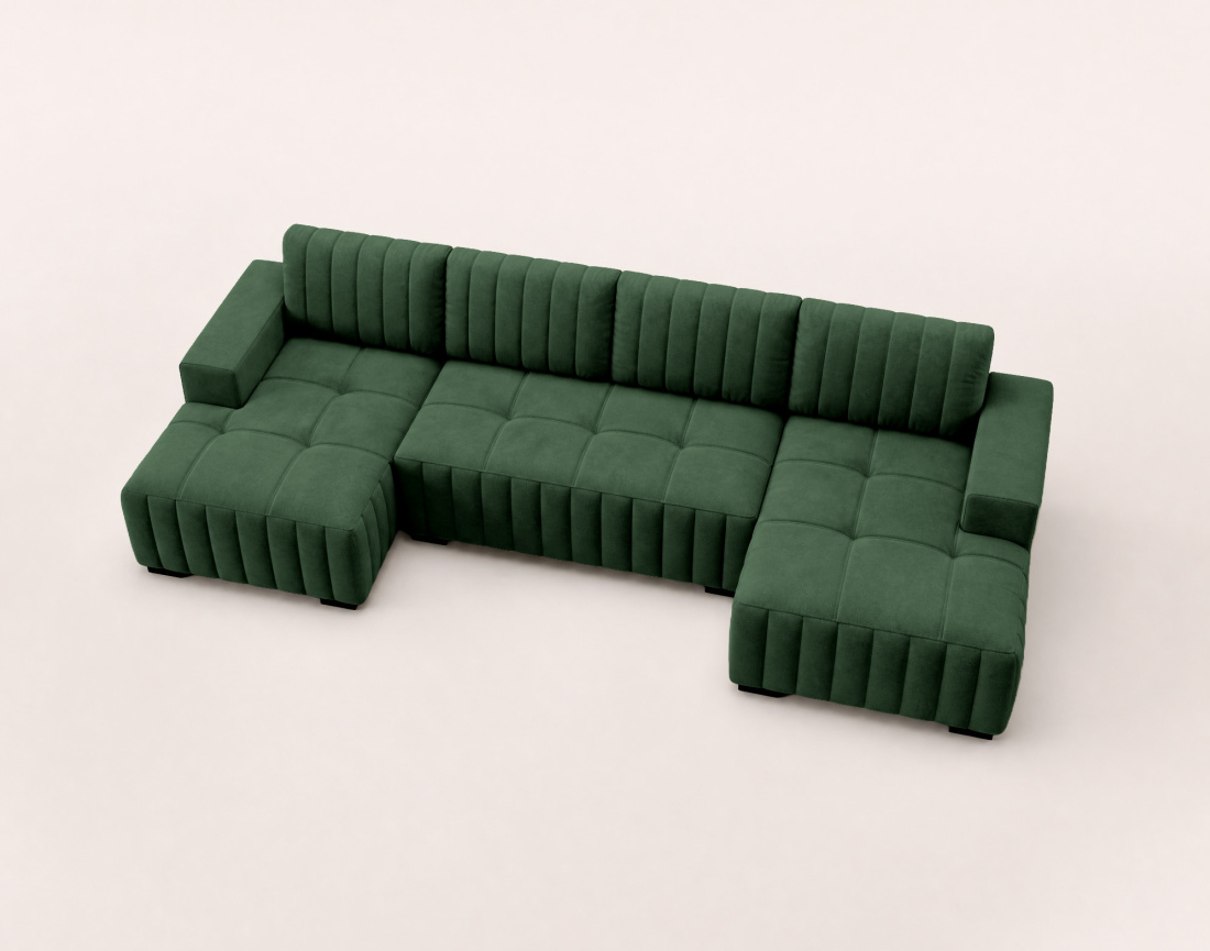 Canapé LAZARE panoramique en U 7 places convertible coffre velours | Best Mobilier