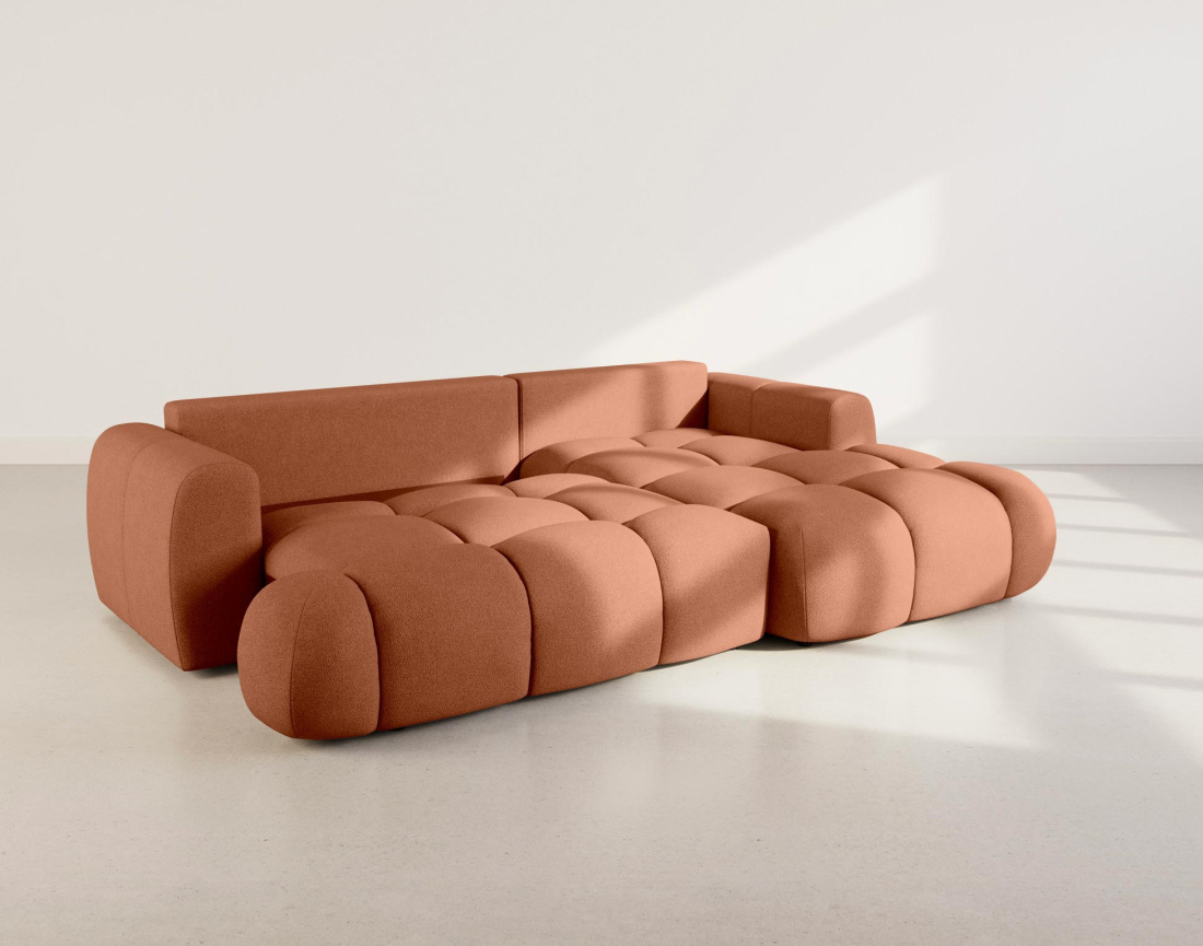 Canapé YULIN d'angle droit 4 places convertible avec coffre en tissu bouclette Yulin - Best Mobilier