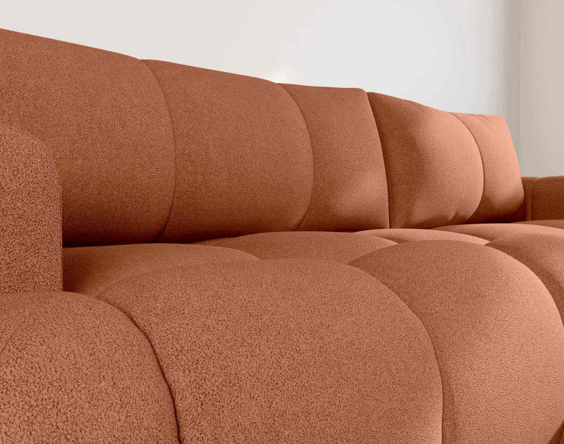 Canapé YULIN d'angle droit 4 places convertible avec coffre en tissu bouclette Yulin - Best Mobilier
