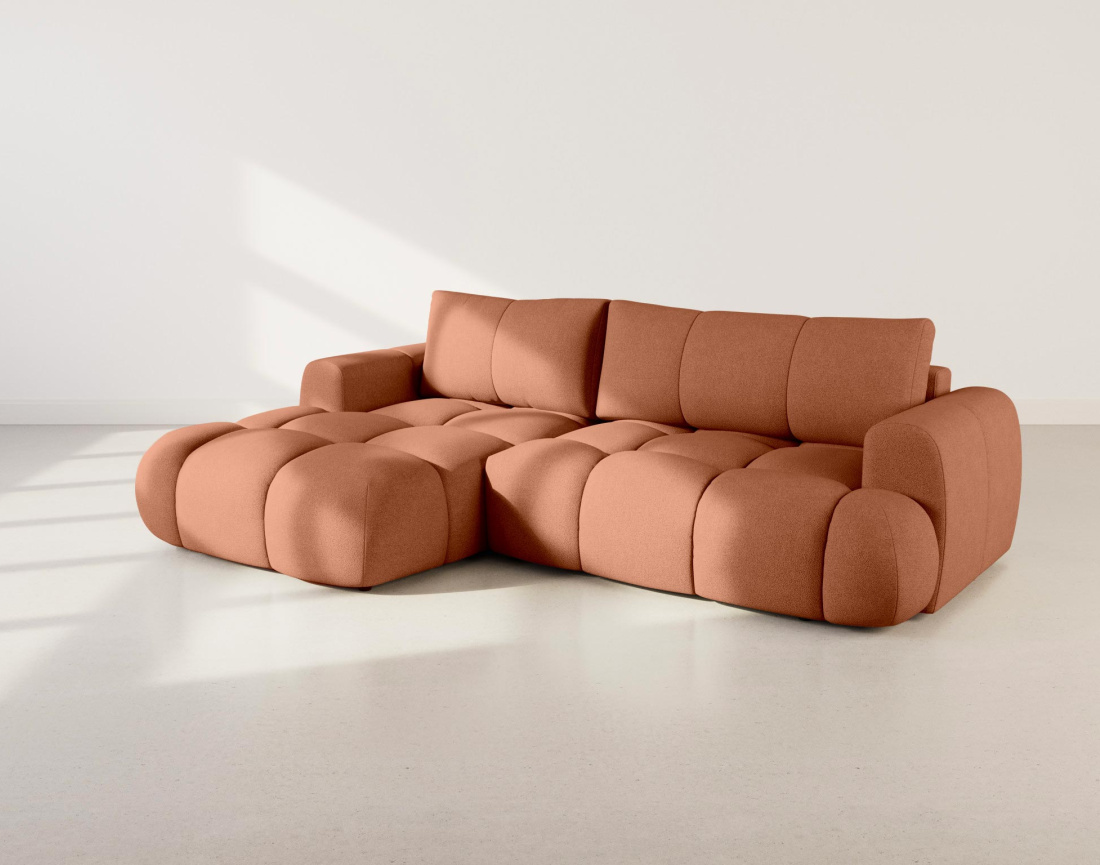 Canapé YULIN d'angle 4 places convertible en tissu bouclette - Best Mobilier