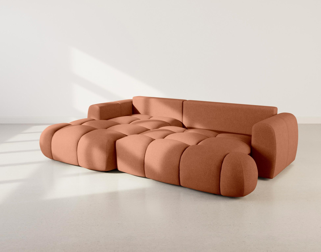 Canapé YULIN d'angle 4 places convertible en tissu bouclette - Best Mobilier