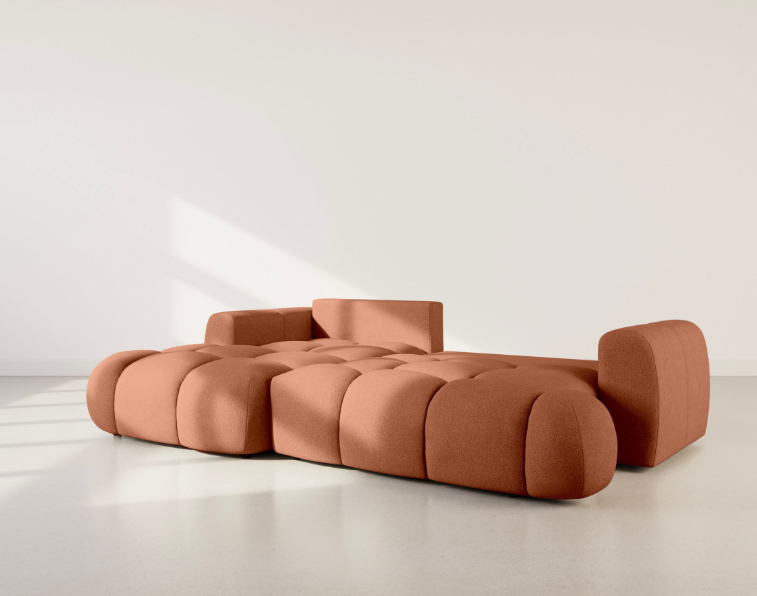 Canapé YULIN d'angle 4 places convertible en tissu bouclette - Best Mobilier