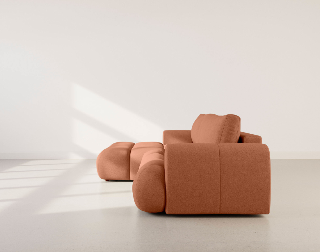 Canapé YULIN d'angle 4 places convertible en tissu bouclette - Best Mobilier