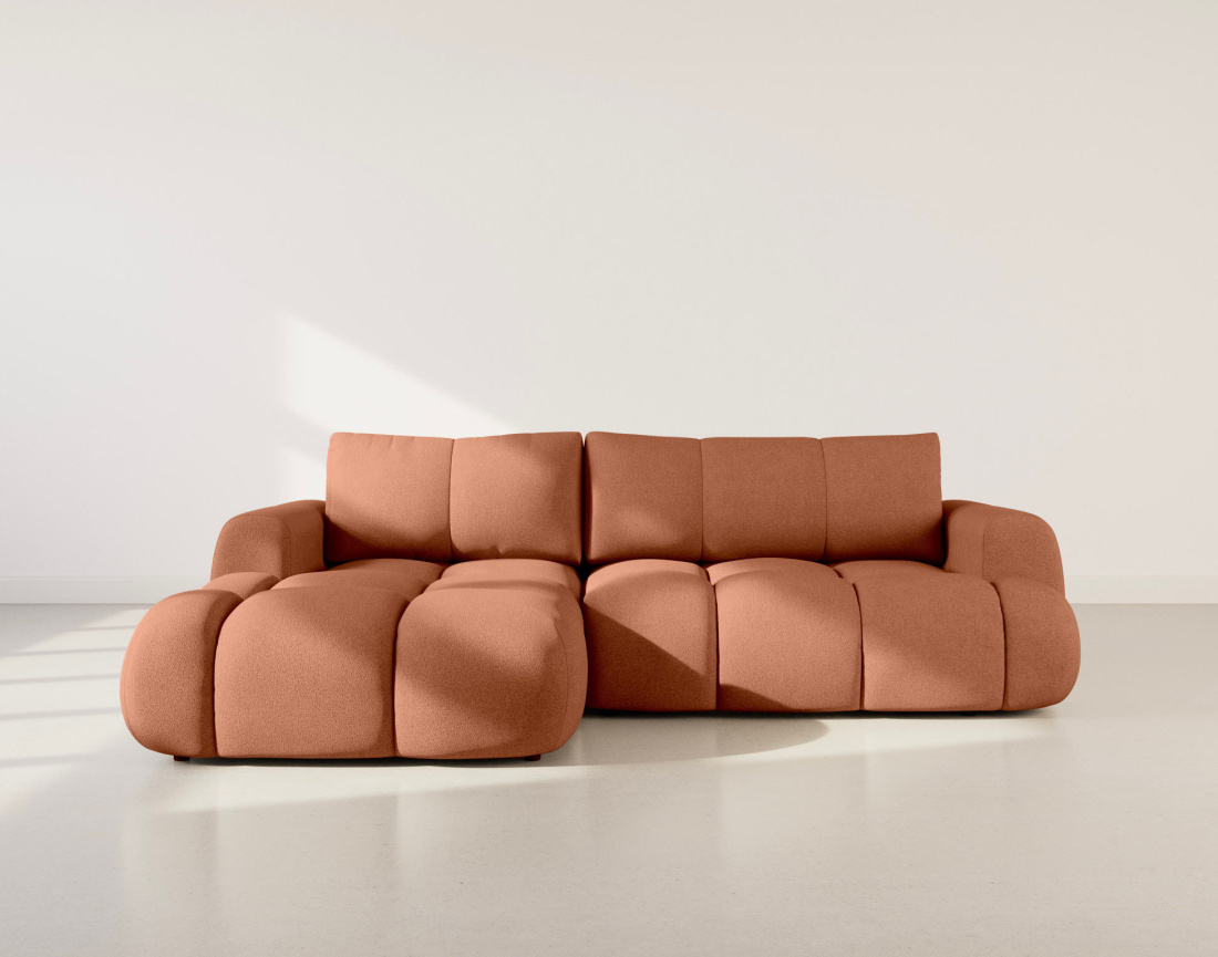 Canapé YULIN d'angle 4 places convertible en tissu bouclette - Best Mobilier