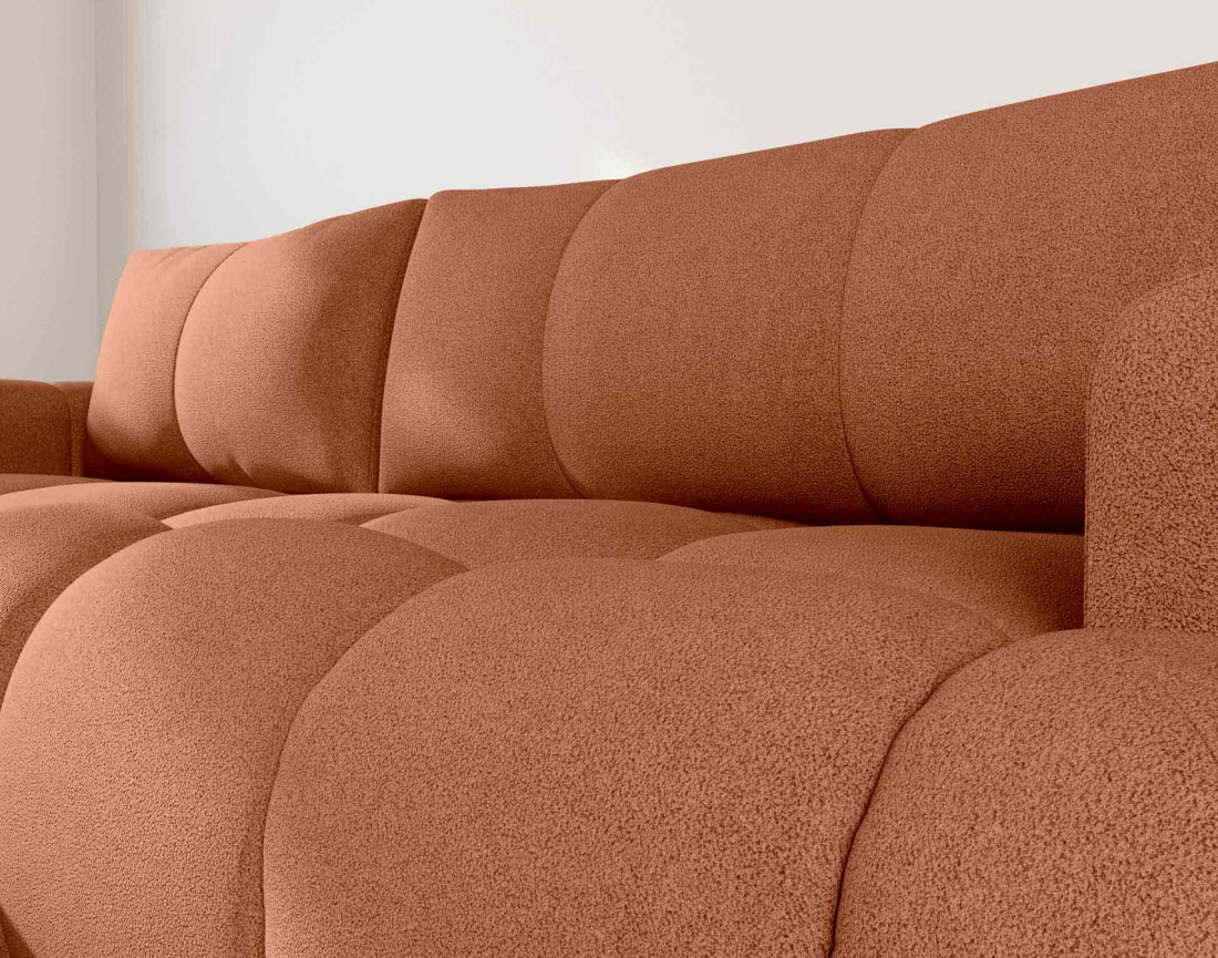Canapé YULIN d'angle 4 places convertible en tissu bouclette - Best Mobilier