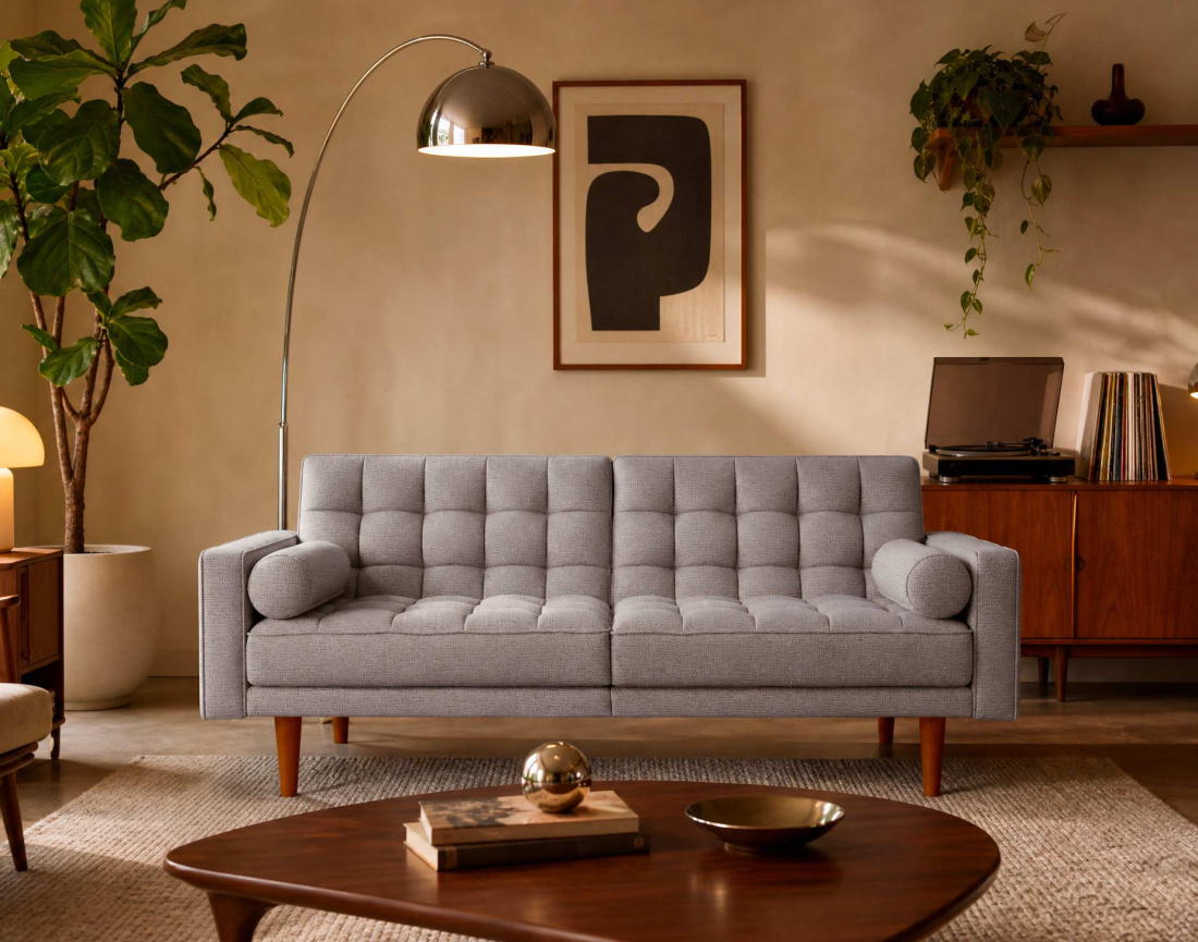 Banquette SUZANNE 2 places convertible clic-clac en tissu texturé | Best Mobilier