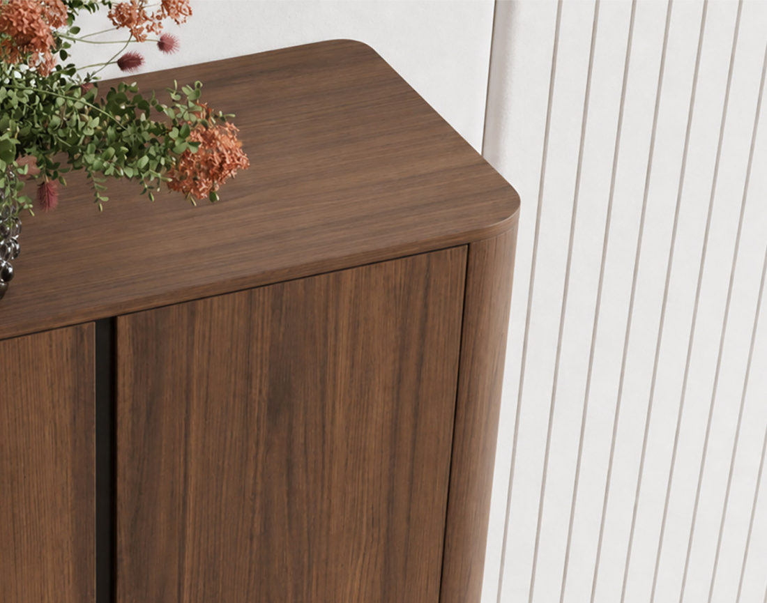 Buffet haut  YOURI 103 cm effet noyer 4 portes | Best Mobilier