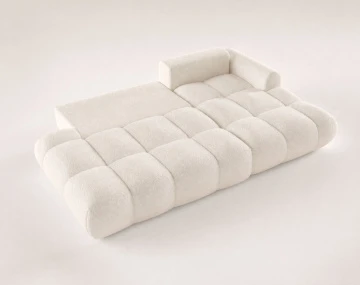 Canapé YULIN d'angle ouvert droit 4 places convertible coffre tissu bouclette | Best Mobilier