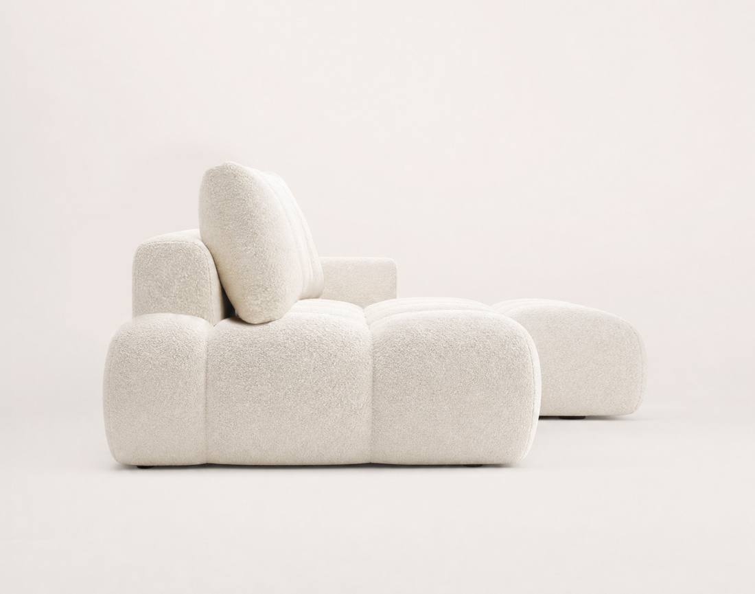 Canapé YULIN d'angle ouvert droit 4 places convertible coffre tissu bouclette | Best Mobilier