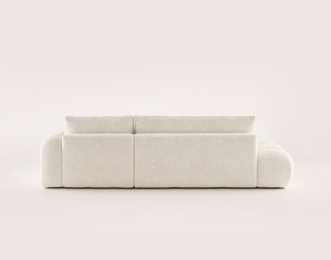 Canapé YULIN d'angle ouvert droit 4 places convertible coffre tissu bouclette | Best Mobilier