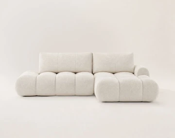 Canapé YULIN d'angle ouvert droit 4 places convertible coffre tissu bouclette | Best Mobilier