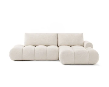 Canapé YULIN d'angle ouvert droit 4 places convertible coffre tissu bouclette | Best Mobilier