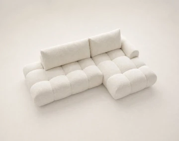 Canapé YULIN d'angle ouvert droit 4 places convertible coffre tissu bouclette | Best Mobilier