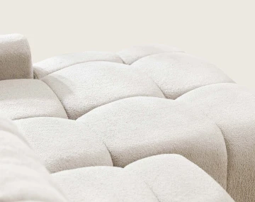 Canapé YULIN d'angle ouvert droit 4 places convertible coffre tissu bouclette | Best Mobilier
