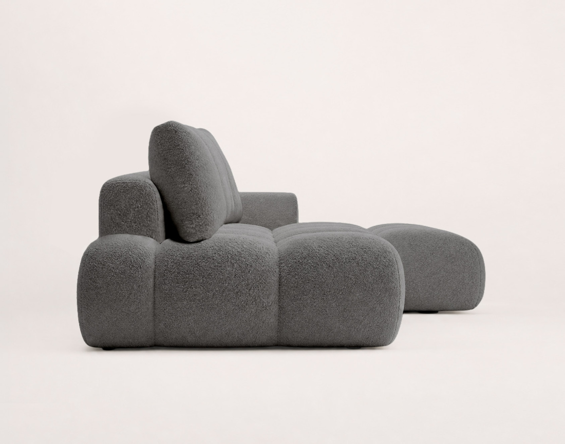 Canapé YULIN d'angle ouvert droit 4 places convertible coffre tissu bouclette | Best Mobilier