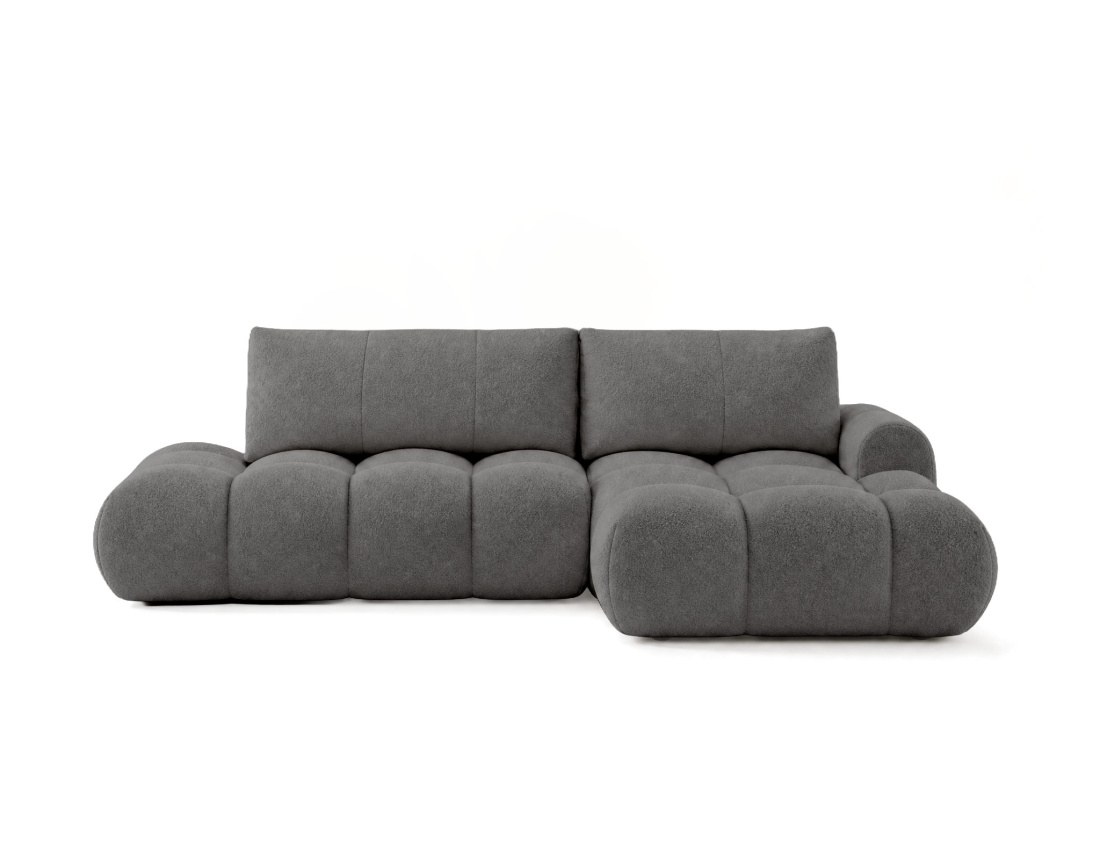 Canapé YULIN d'angle ouvert droit 4 places convertible coffre tissu bouclette | Best Mobilier