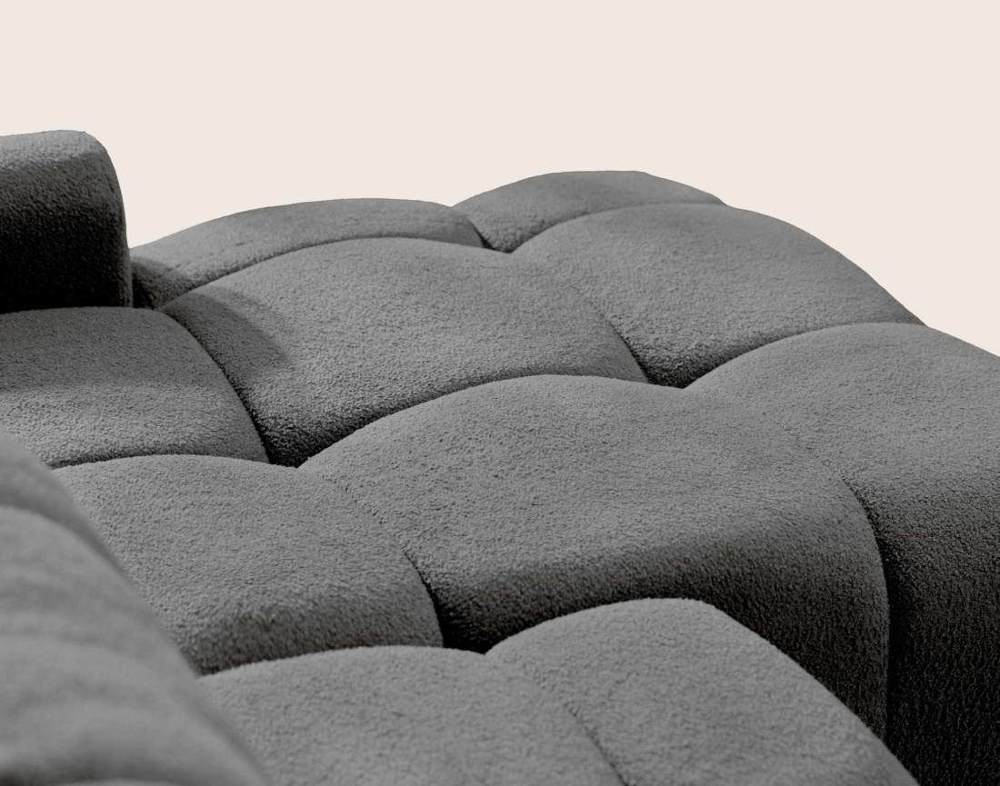 Canapé YULIN d'angle ouvert droit 4 places convertible coffre tissu bouclette | Best Mobilier