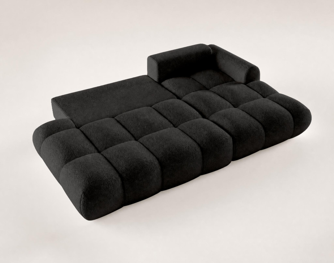 Canapé YULIN d'angle ouvert droit 4 places convertible coffre tissu bouclette | Best Mobilier