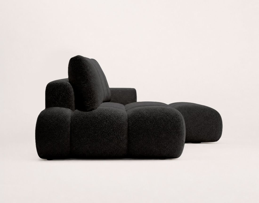Canapé YULIN d'angle ouvert droit 4 places convertible coffre tissu bouclette | Best Mobilier