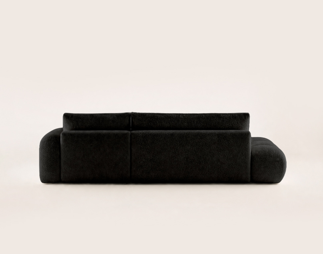 Canapé YULIN d'angle ouvert droit 4 places convertible coffre tissu bouclette | Best Mobilier