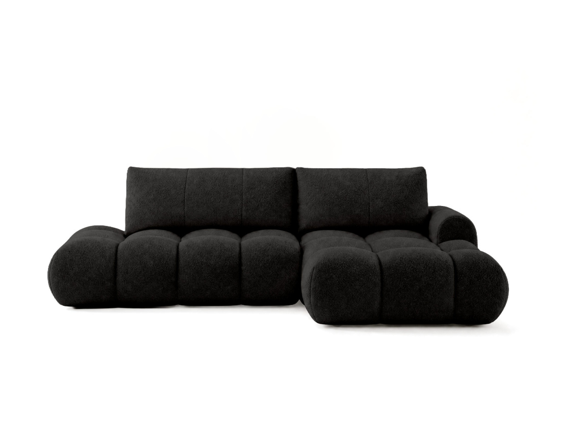 Canapé YULIN d'angle ouvert droit 4 places convertible coffre tissu bouclette | Best Mobilier