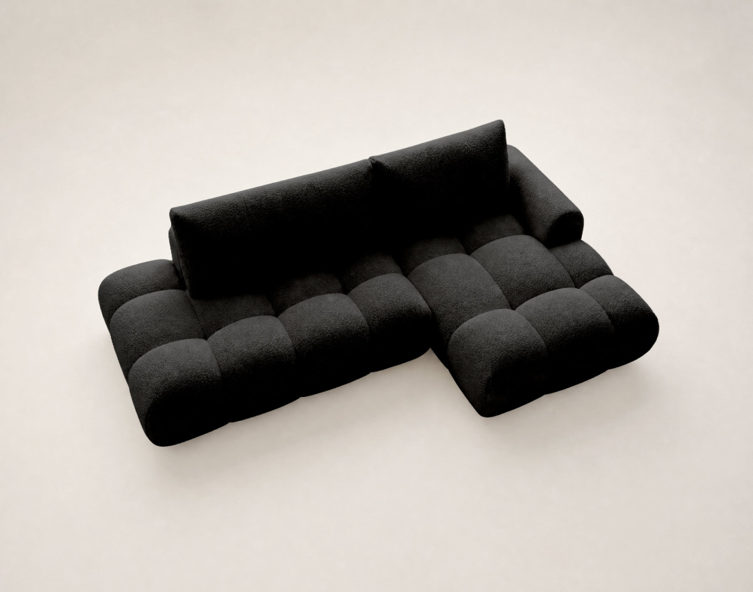 Canapé YULIN d'angle ouvert droit 4 places convertible coffre tissu bouclette | Best Mobilier