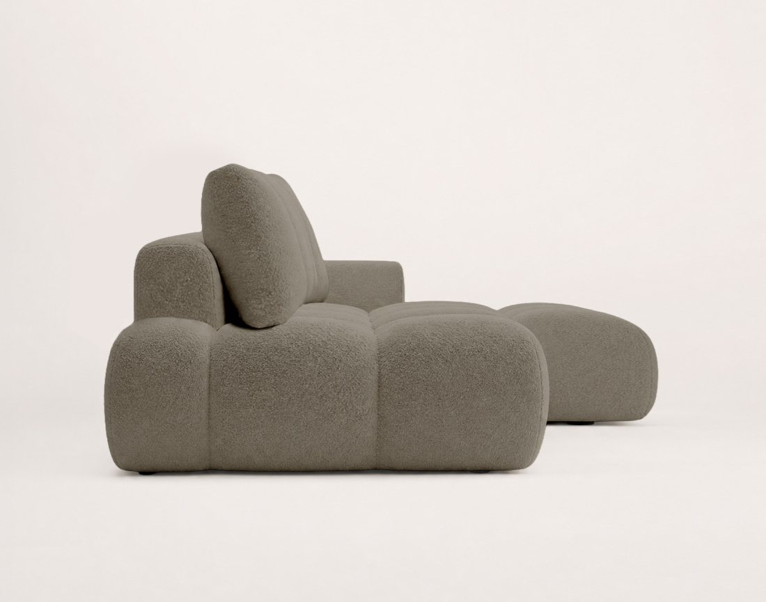 Canapé YULIN d'angle ouvert droit 4 places convertible coffre tissu bouclette | Best Mobilier