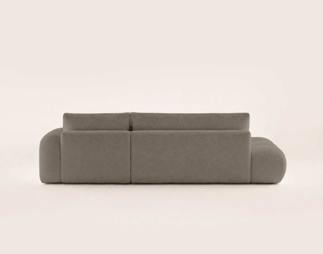 Canapé YULIN d'angle ouvert droit 4 places convertible coffre tissu bouclette | Best Mobilier