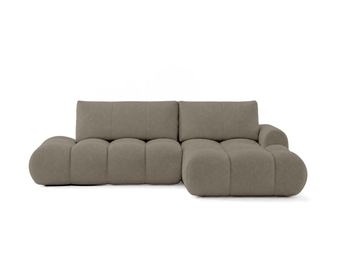 Canapé YULIN d'angle ouvert droit 4 places convertible coffre tissu bouclette | Best Mobilier