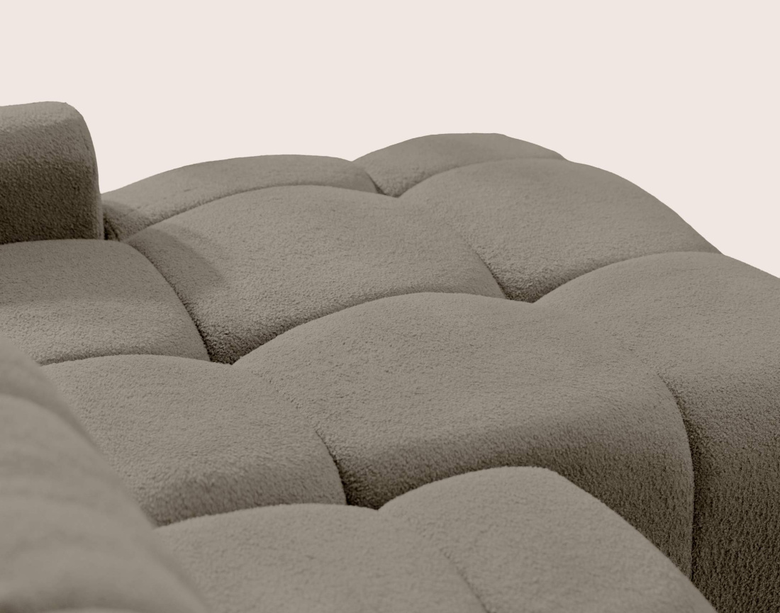 Canapé YULIN d'angle ouvert droit 4 places convertible coffre tissu bouclette | Best Mobilier