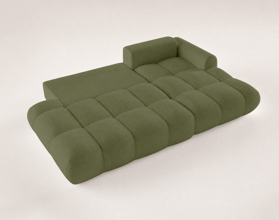 Canapé YULIN d'angle ouvert droit 4 places convertible coffre tissu bouclette | Best Mobilier