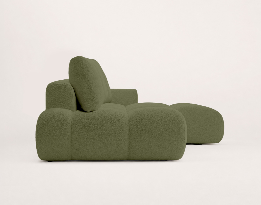 Canapé YULIN d'angle ouvert droit 4 places convertible coffre tissu bouclette | Best Mobilier
