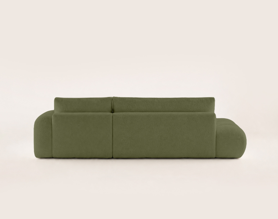 Canapé YULIN d'angle ouvert droit 4 places convertible coffre tissu bouclette | Best Mobilier