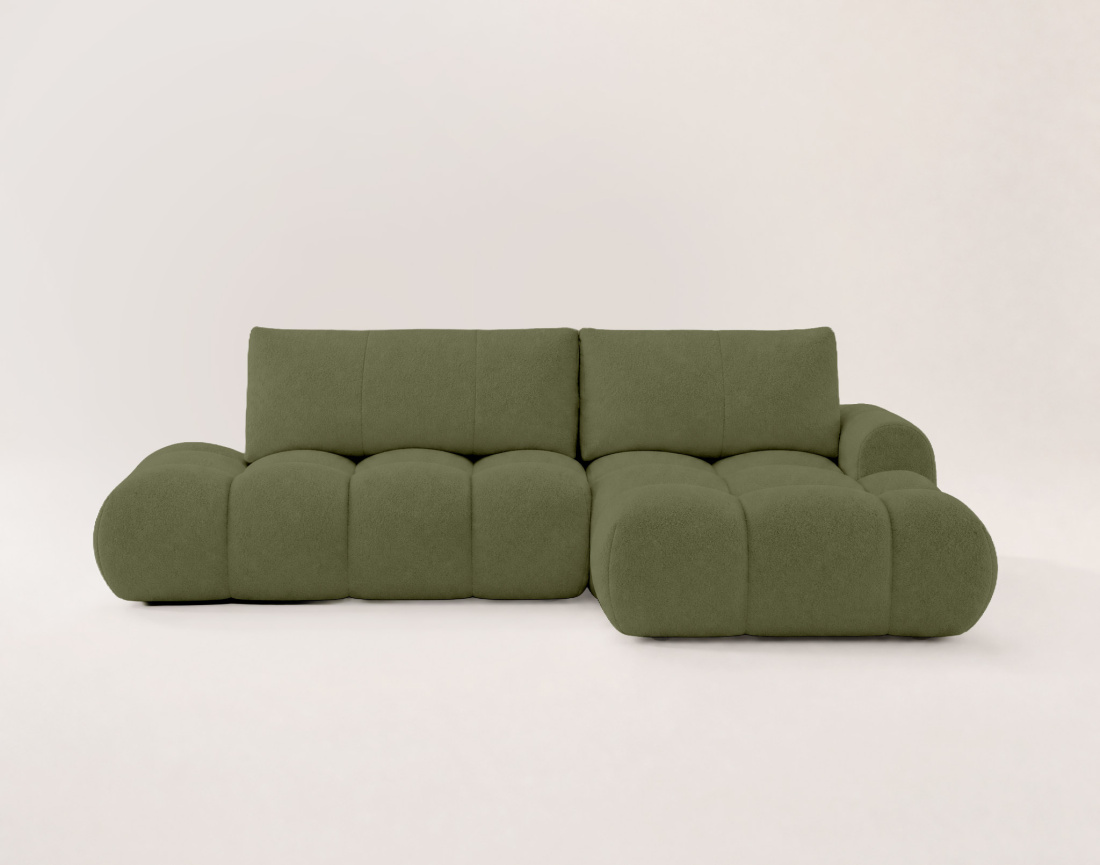 Canapé YULIN d'angle ouvert droit 4 places convertible coffre tissu bouclette | Best Mobilier