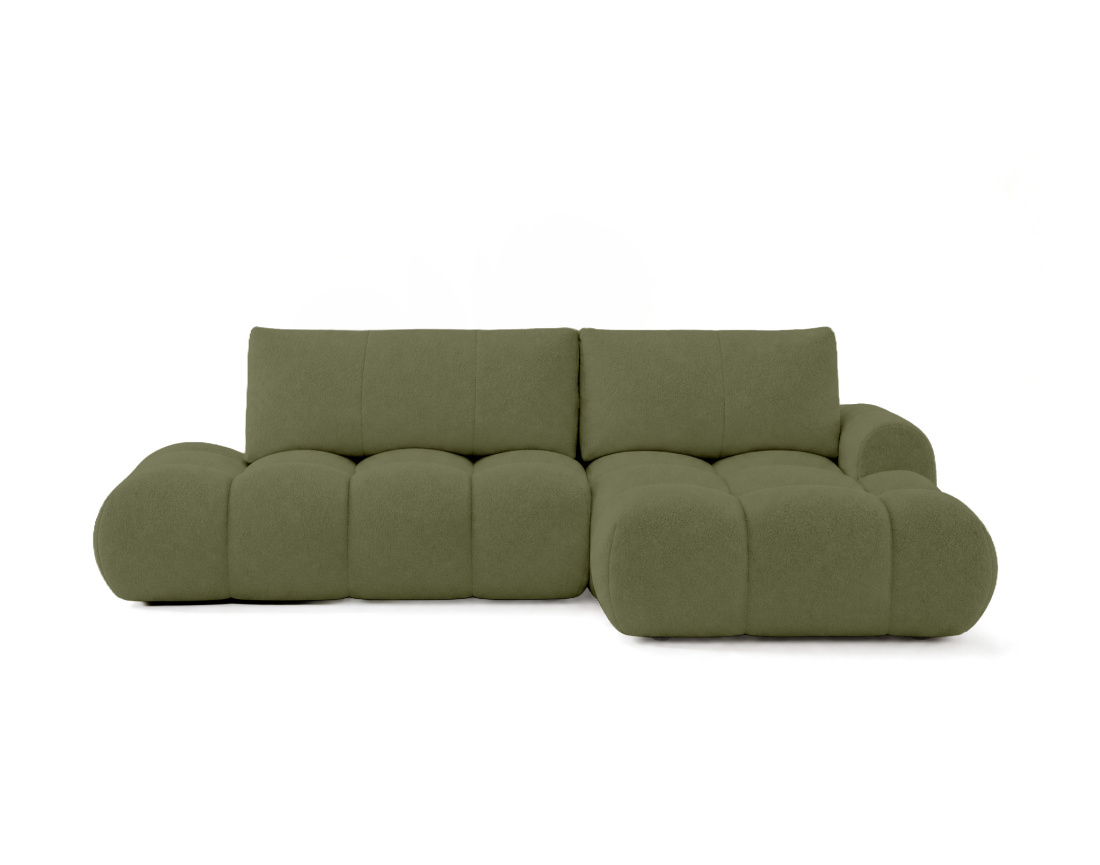 Canapé YULIN d'angle ouvert droit 4 places convertible coffre tissu bouclette | Best Mobilier